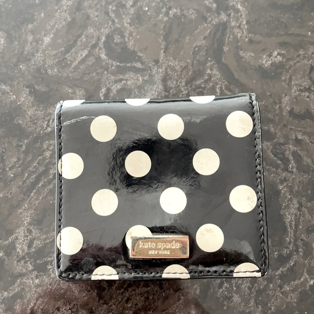 Kate Spade black and white, polka dot wallet